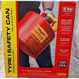 Eagle UI50FS Type I Safety Can 5 Gallon Red Steel Gasoline Storage Gas Can USA